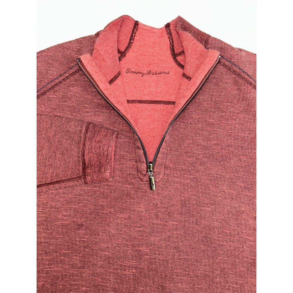 Tommy Bahamas Flipshore Half Zip Kimona Red Reversible Sweatshirt Men’s Size L